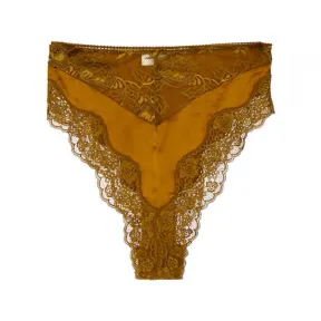 伊夫圣罗兰/Yves Saint laurent 棕色 棕色缎面蕾丝内裤 650242Y8B232091