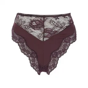 伊夫圣罗兰/Yves Saint laurent 深紫色 紫色缎面蕾丝内裤 650242Y8B235060