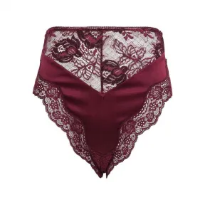 伊夫圣罗兰/Yves Saint laurent 酒红色 酒红色缎面蕾丝内裤 650242Y8B236016