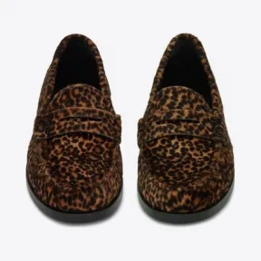 伊夫圣罗兰/Yves Saint laurent MONOGRAM豹纹印花皮革便士乐福鞋 6506152PM002094