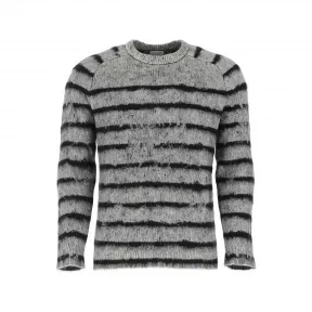 伊夫圣罗兰/Yves Saint laurent 灰色 拉绒条纹马海毛羊毛针织 665838Y75BX1073