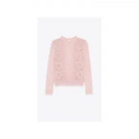 伊夫圣罗兰/Yves Saint laurent 粉色 提花尖头莫代尔真丝羊绒针织衫 685095Y75MG5181