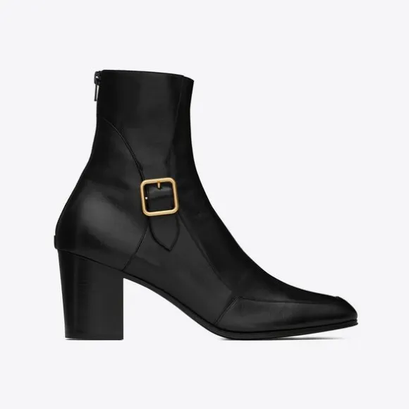 伊夫圣罗兰/Yves Saint laurent mick光滑皮革拉链靴 70947925N001000