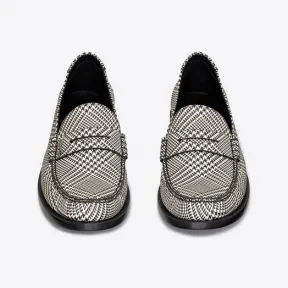伊夫圣罗兰/Yves Saint laurent le loafer字母标志威尔士亲王涂层帆布便士乐福鞋 711228AAASU2078